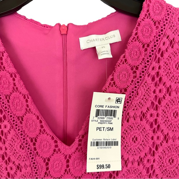 CHARTER CLUB | Pink Lace Sleeveless Fit & Flare A-Line Dress NWT - Picture 13 of 16